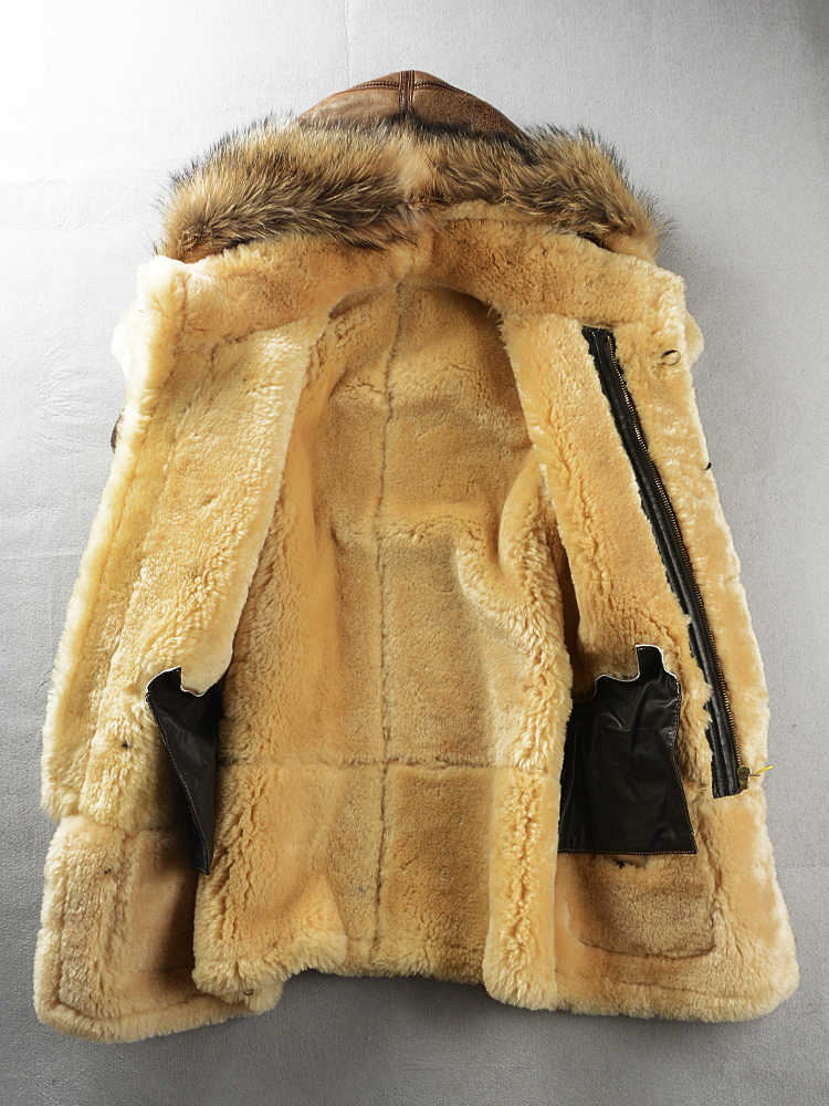 Multi-pocket Thick Long-haired Fur Leather Coat