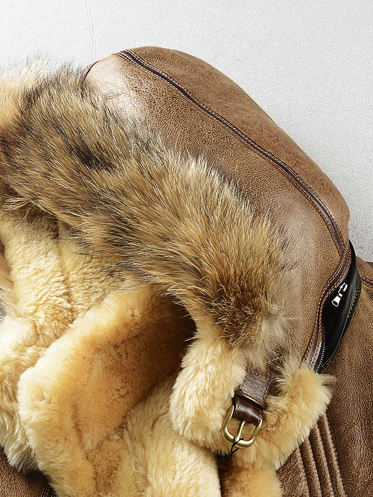 Multi-pocket Thick Long-haired Fur Leather Coat