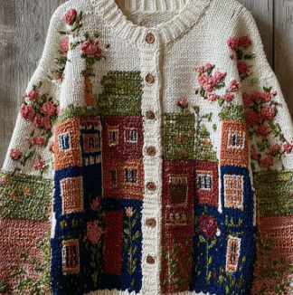 Retro Gray Crew-neck Long-sleeve Knit