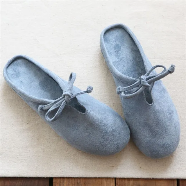 Retro Velvet Loafer With Flat Bottom And Half Slippers Blue - Shop at LoveMi