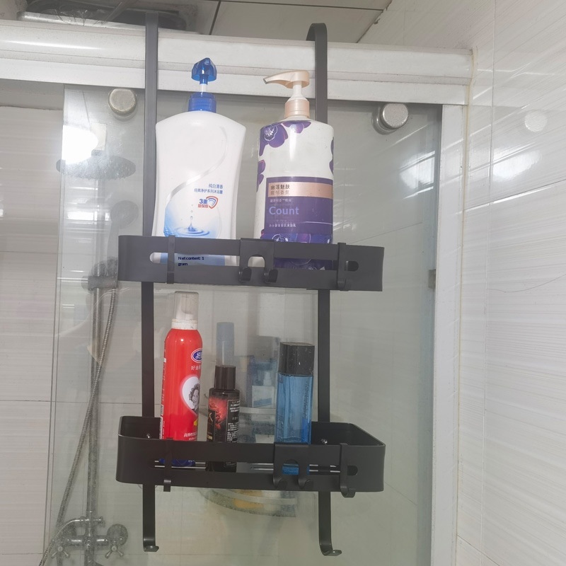 No-Drill Space Aluminum Bathroom Hanging Basket Storage Rack