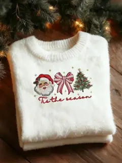 Womens 3D DigitalPrint Flannel Crewneck Sweatshirt For FallWinter - 4Style-M - View 1