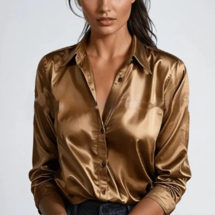 Casual Relaxed Fit Button Up Womens Blouse