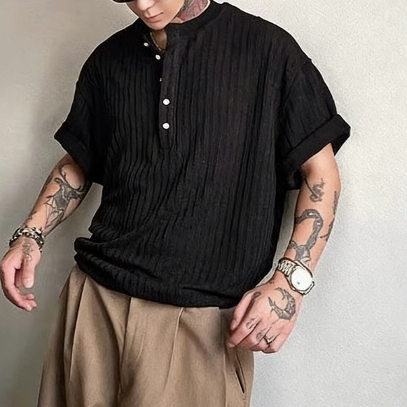 Mens Slim-Fit V-Neck Polyester Shirt