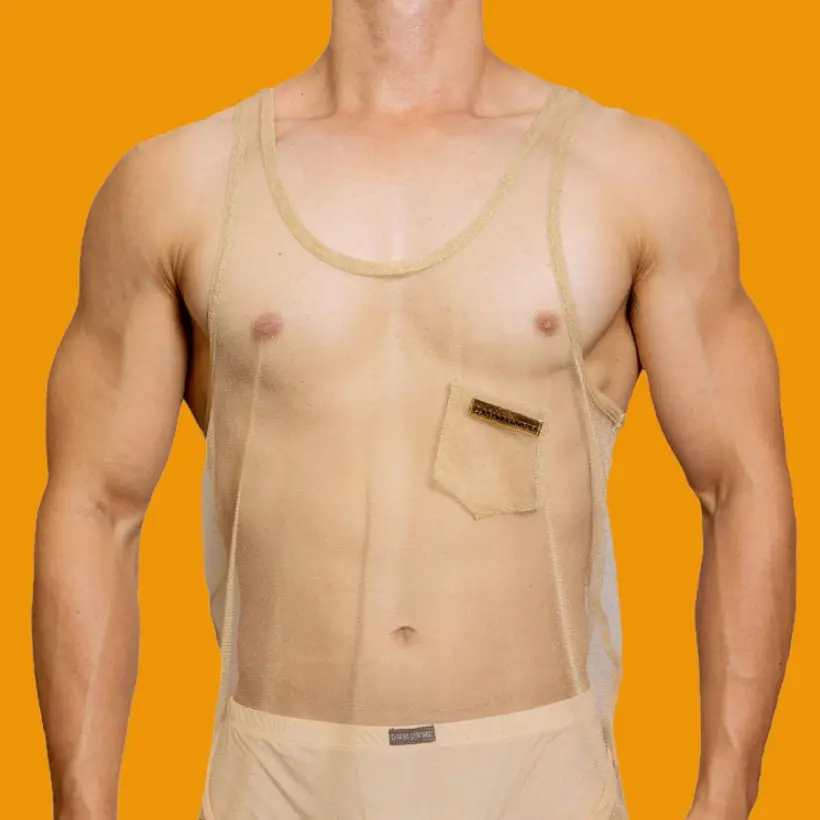 Mens Polyester Mesh Tank Top Sexy Lightweight And Highly Breathable