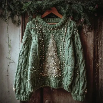 Womens Crew neck Printed Long sleeve Knit Sweater Wyhze74362 2Xl - Shop at LoveMi