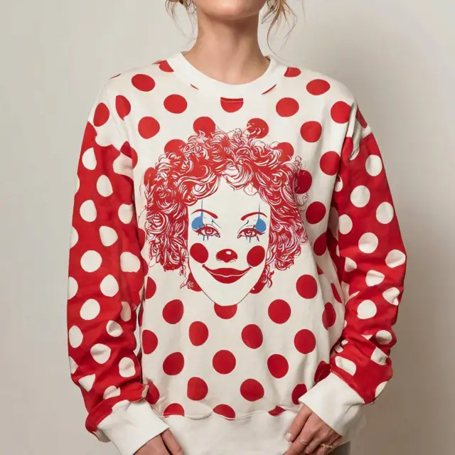 Digital Print Women's Fashion Round Neck Casual Top Red - Shop at LoveMi