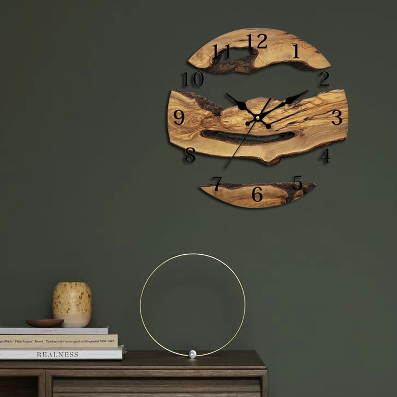 Transparent Tempered Glass Wall Clock With A Wood-grain Texture