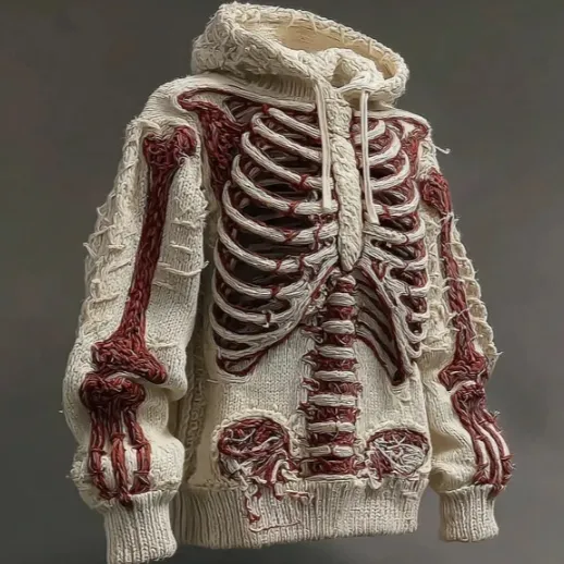American Retro 3D Printed Hooded Cozy Loose Casual Womens Chunky-Knit Sweater - Lmshzr53234-2Xl