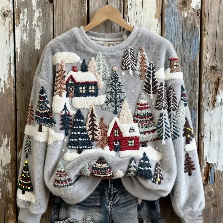 3D Digital-Print Flannel Slim-Fit Crew-Neck Sweatshirt - Ylwyyanqnb3Nst5B2-3Xl