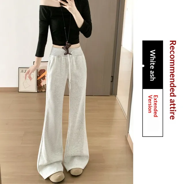 Ribbed High Waisted Fleece Lined Flared Pants White - Shop at LoveMi