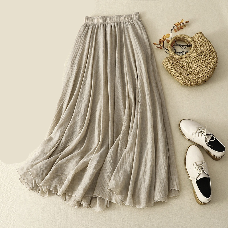 Womens Elastic-Waist Ruffle Double-Layer Skirt