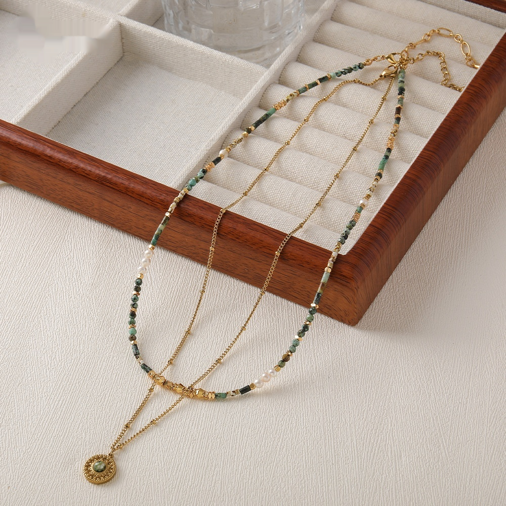 Handmade Beaded Necklace With Natural Freshwater Pearls And Turquoise