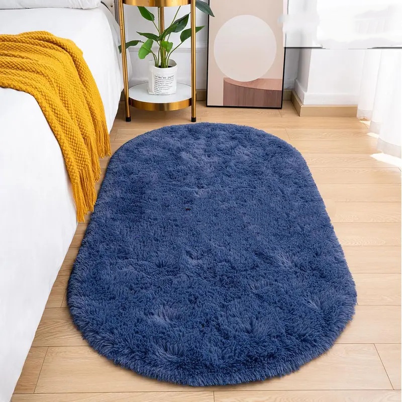 Oval Bedside Silk Anti-slip Rug