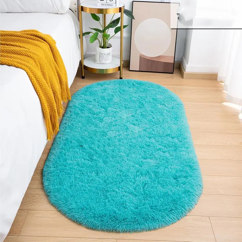 Oval Bedside Silk Anti-slip Rug