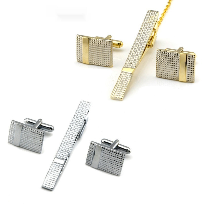 Mens Tie Clip And Cufflink Four-Piece Set