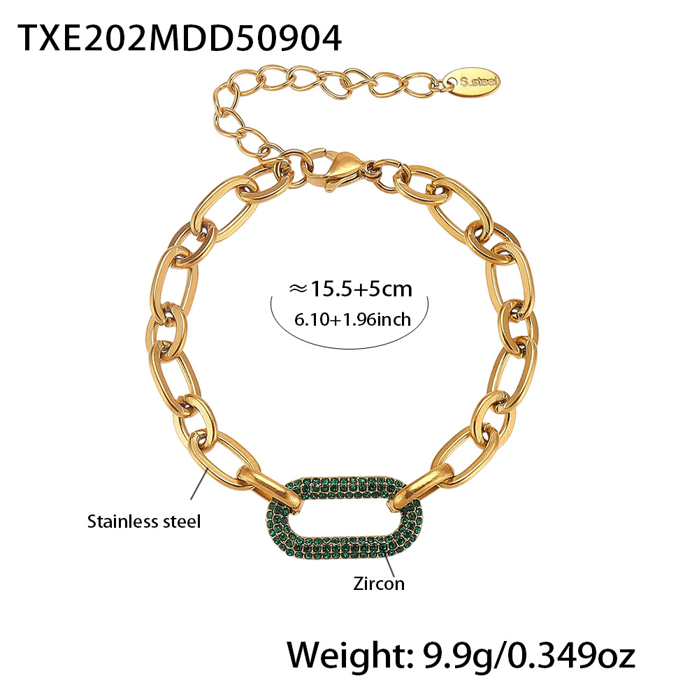 Titanium Steel Jewelry Stainless Steel Micro-pave Zircon Clavicle Necklace And Bracelet