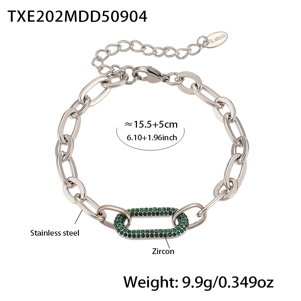 Titanium Steel Jewelry Stainless Steel Micro-pave Zircon Clavicle Necklace And Bracelet
