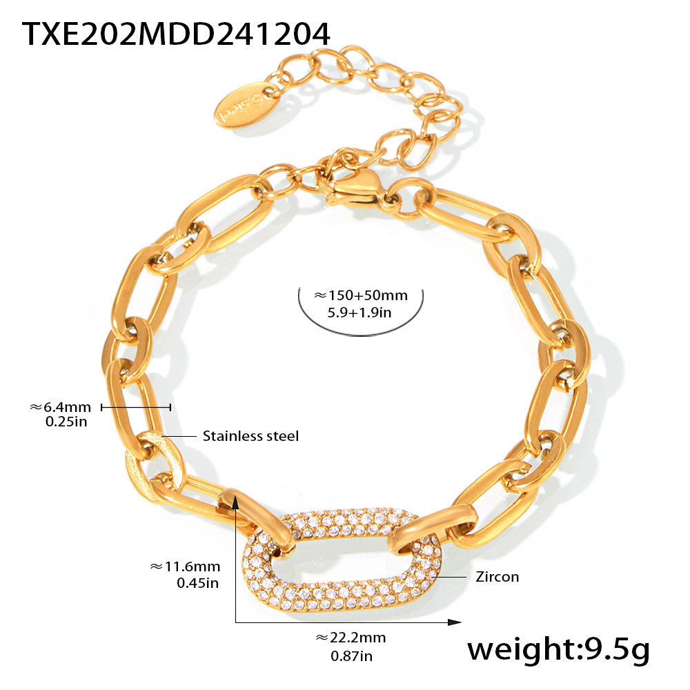 Titanium Steel Jewelry Stainless Steel Micro-pave Zircon Clavicle Necklace And Bracelet