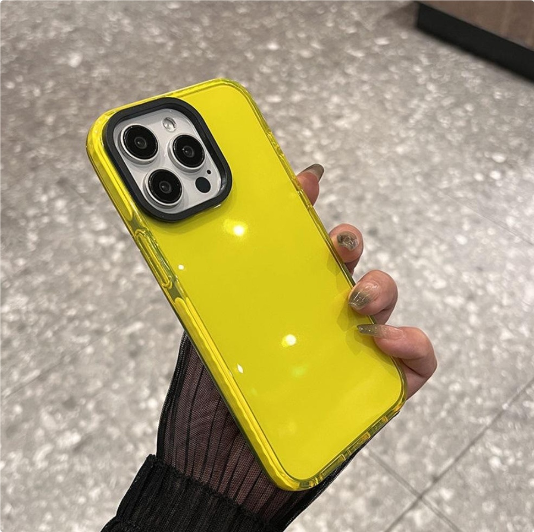Macaron Color-block Shatterproof Transparent Phone Case