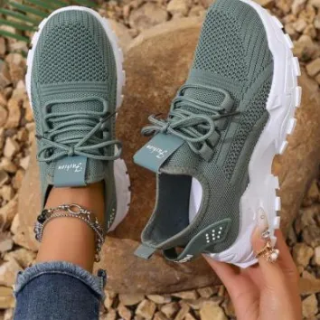 Women's Sneaker Breathable Running Thick Bottom Wear resistant Casual Shoes Green - Shop at LoveMi