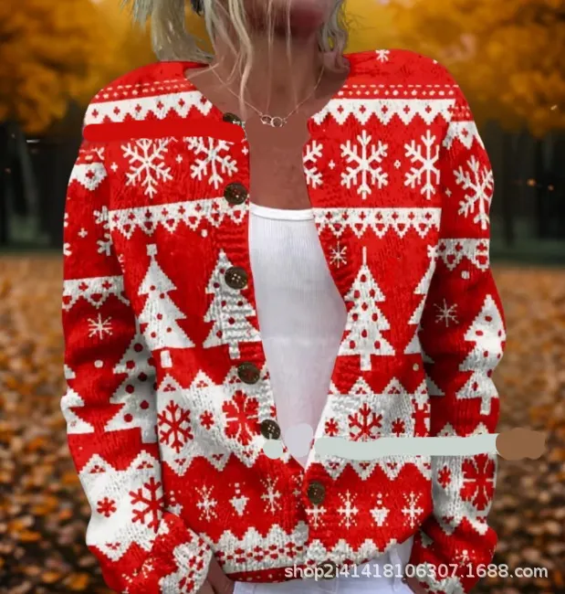 Womens Casual Printed Cardigan Jacket Top - Mwkscqfsa9883-4Xl