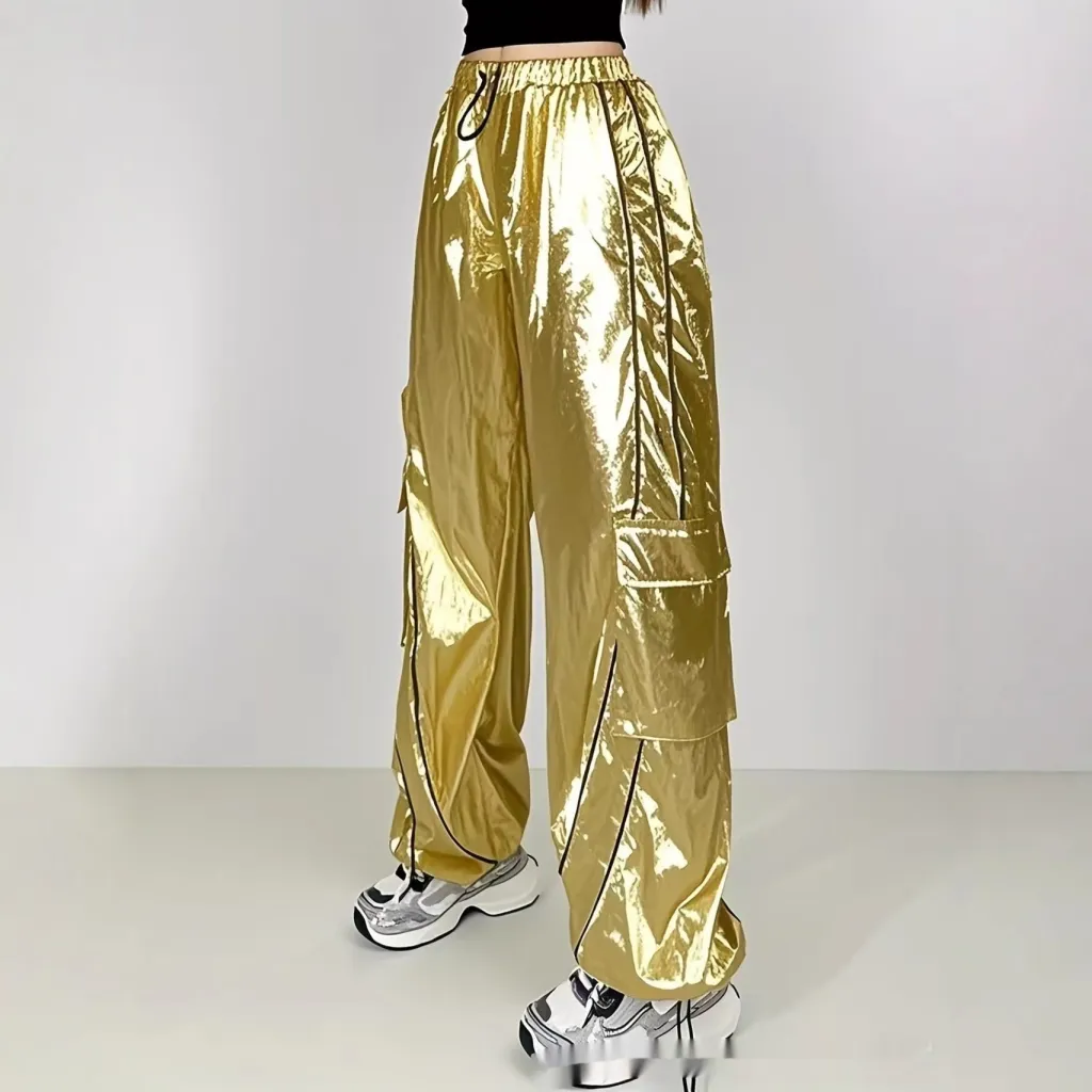 Womens Cargo Pants With Ankle Cuffs Autumn Fashion New Arrivals - Gold