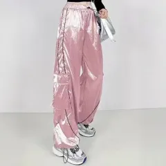 Womens Cargo Pants With Ankle Cuffs Autumn Fashion New Arrivals - Pink - View 1