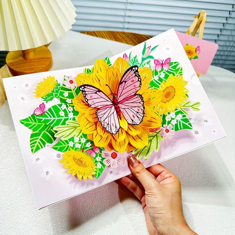 Birthday Card With Instagram-worthy Butterfly And Sunflower Design Exuding Sophistication.
