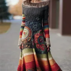 High-neck Dress Sweater Vintage Cable-knit Long-sleeve Womens Wear - Style 1-M - View 1