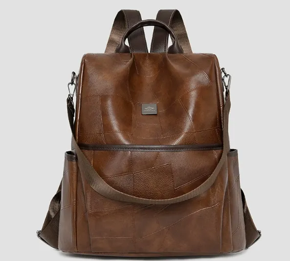 Western style Stylish Multifunctional Casual And Minimalist Backpack Brown - Shop at LoveMi