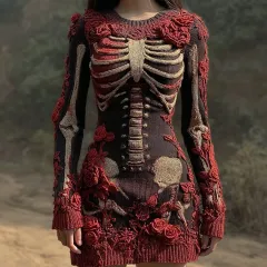 Floral Cutout 3D-Printed Long-Sleeve Bodycon Dress - Floral - View 1
