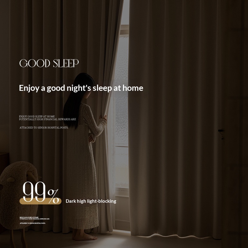 Milky-tea-colored Fully Blackout Nylon Curtains For A High-end Look In The Bedroom