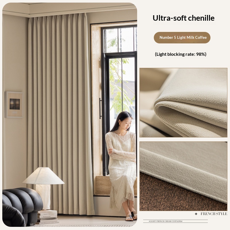 Milky-tea-colored Fully Blackout Nylon Curtains For A High-end Look In The Bedroom