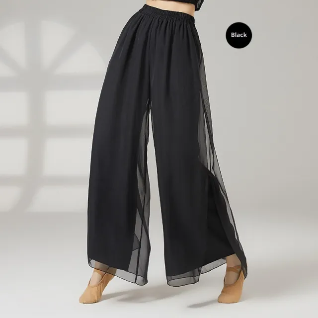 Womens Loose fit Chiffon Pants For Classical Dance, Chinese style Black - Shop at LoveMi