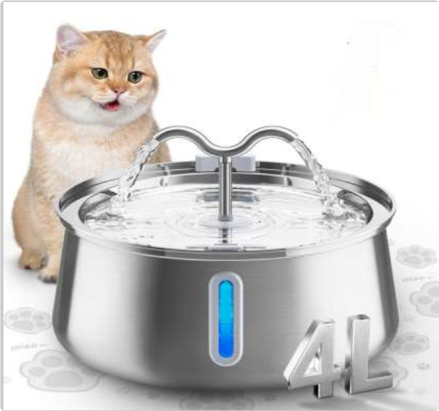 All Stainless Steel Pet Water Dispenser Round Runway Type Large Capacity Dogs And Cats Water Dispenser