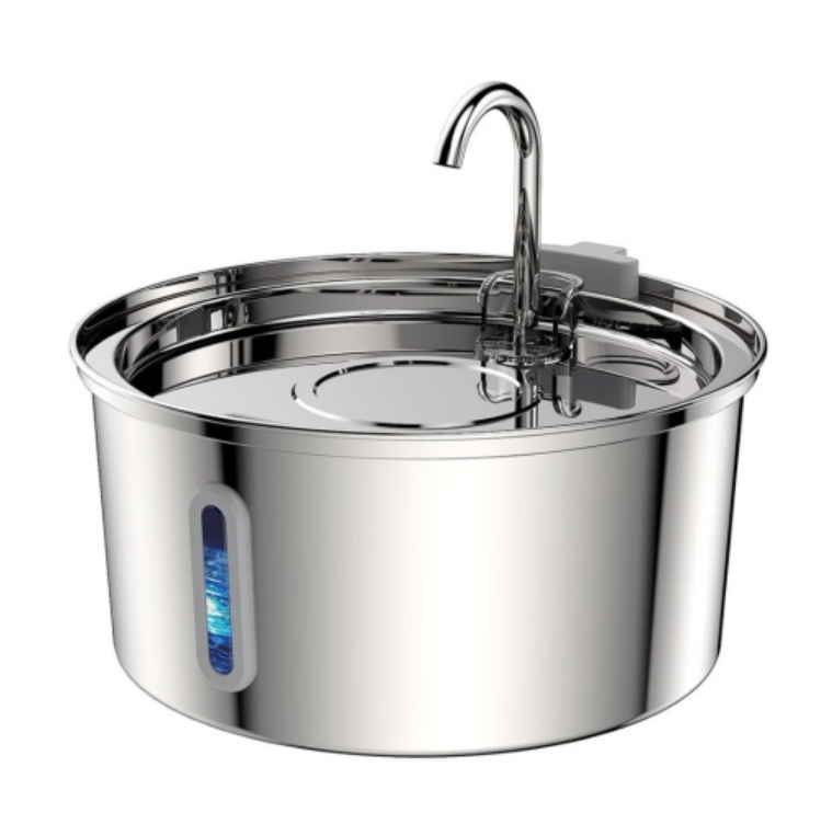 All Stainless Steel Pet Water Dispenser Round Runway Type Large Capacity Dogs And Cats Water Dispenser