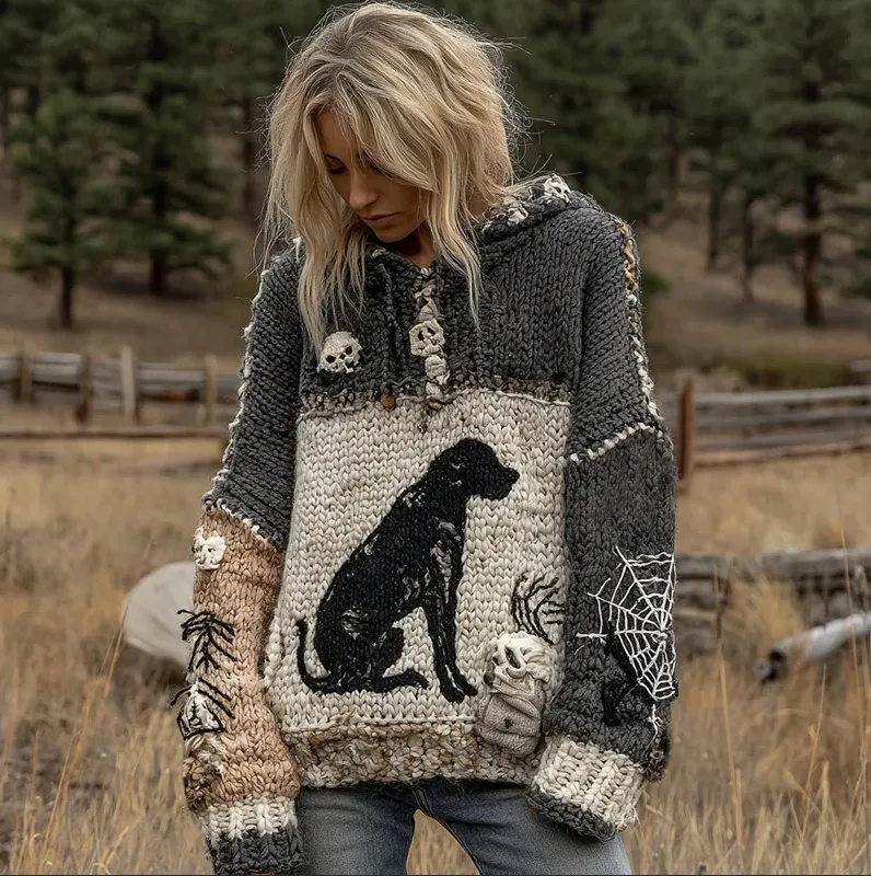 Digital Women's Printed Wear Round Neck Loose Feel Soft Sweater - Style 3-2Xl