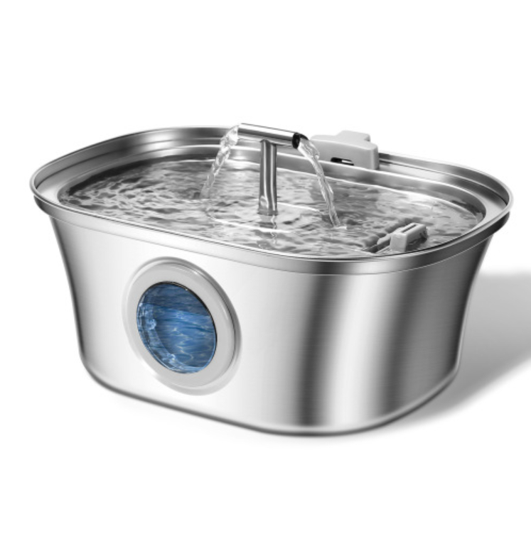 All Stainless Steel Pet Water Dispenser Round Runway Type Large Capacity Dogs And Cats Water Dispenser