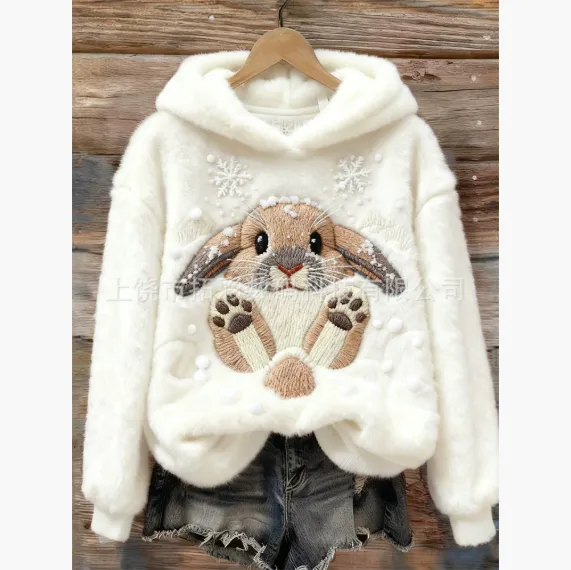 Womens Digital Print Hoodie In Solid Color Simple Design Style 1 3Xl - Shop at LoveMi