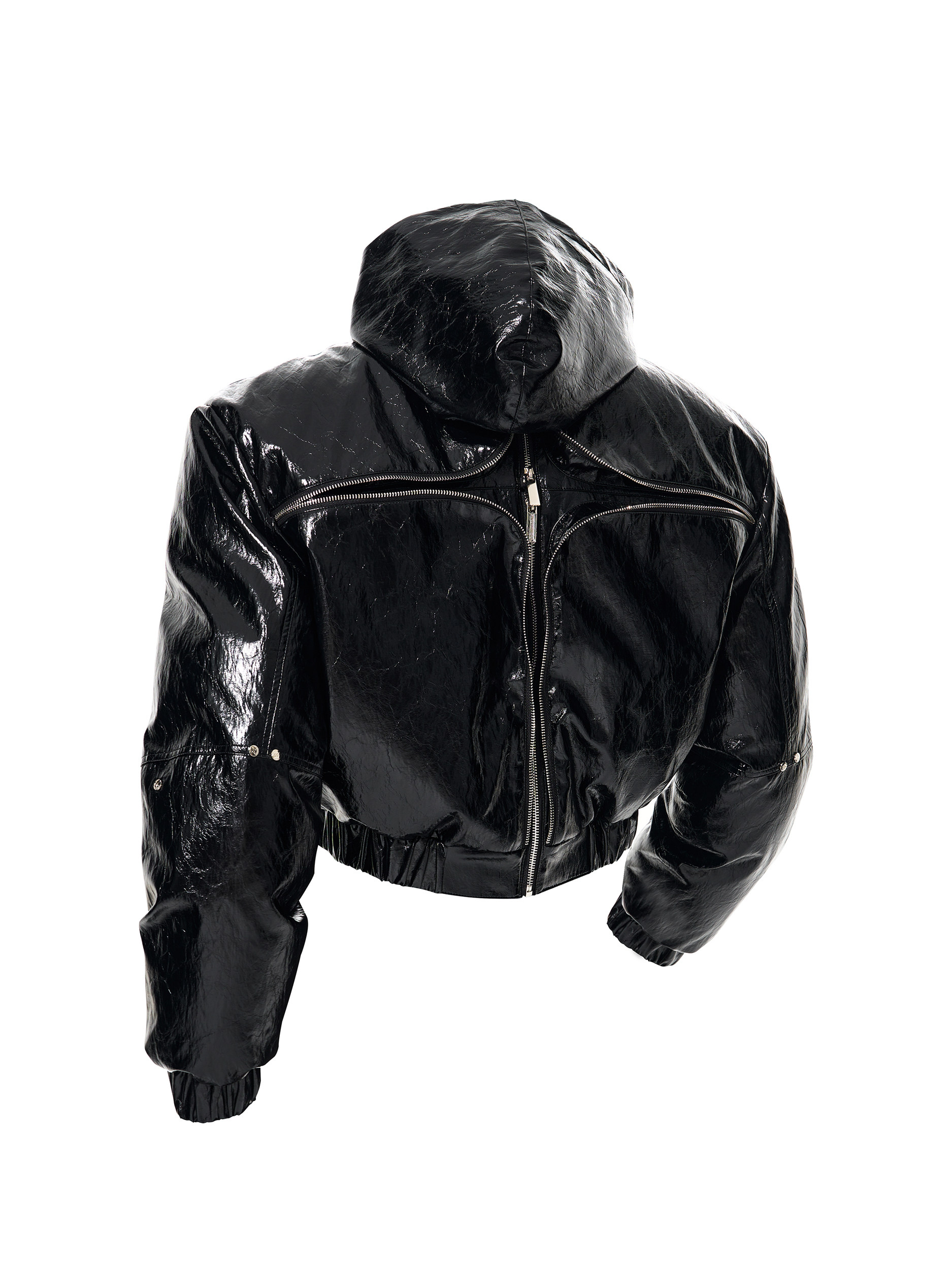 Mens Thickened Hooded Jacket With A Deconstructed Design And Zipper Details