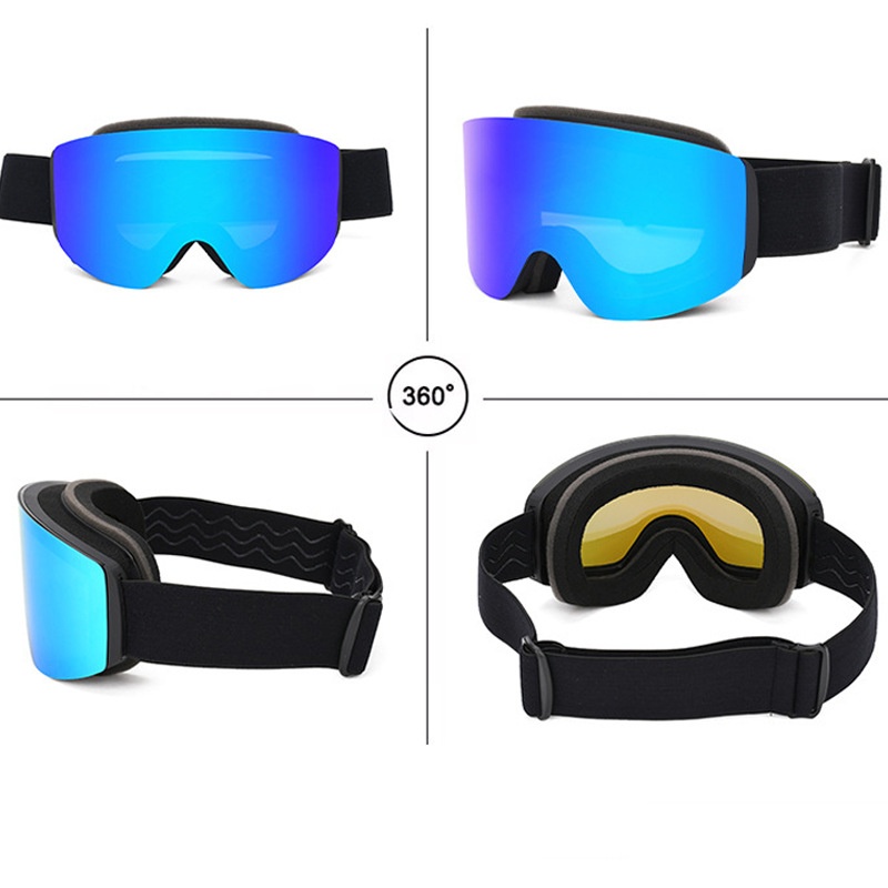 Magnetic Double-Layer Anti-Fog Cylindrical Ski Goggles For Skiing Equipment