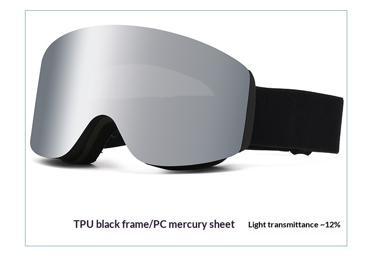 Magnetic Double-Layer Anti-Fog Cylindrical Ski Goggles For Skiing Equipment