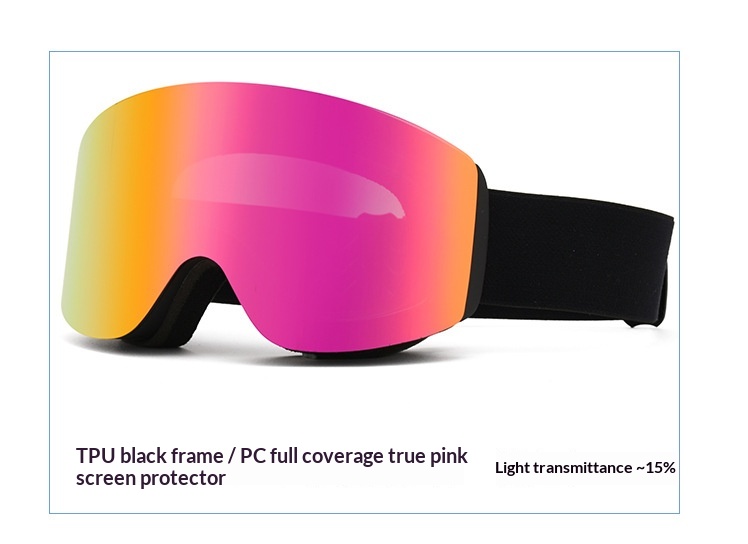 Magnetic Double-Layer Anti-Fog Cylindrical Ski Goggles For Skiing Equipment