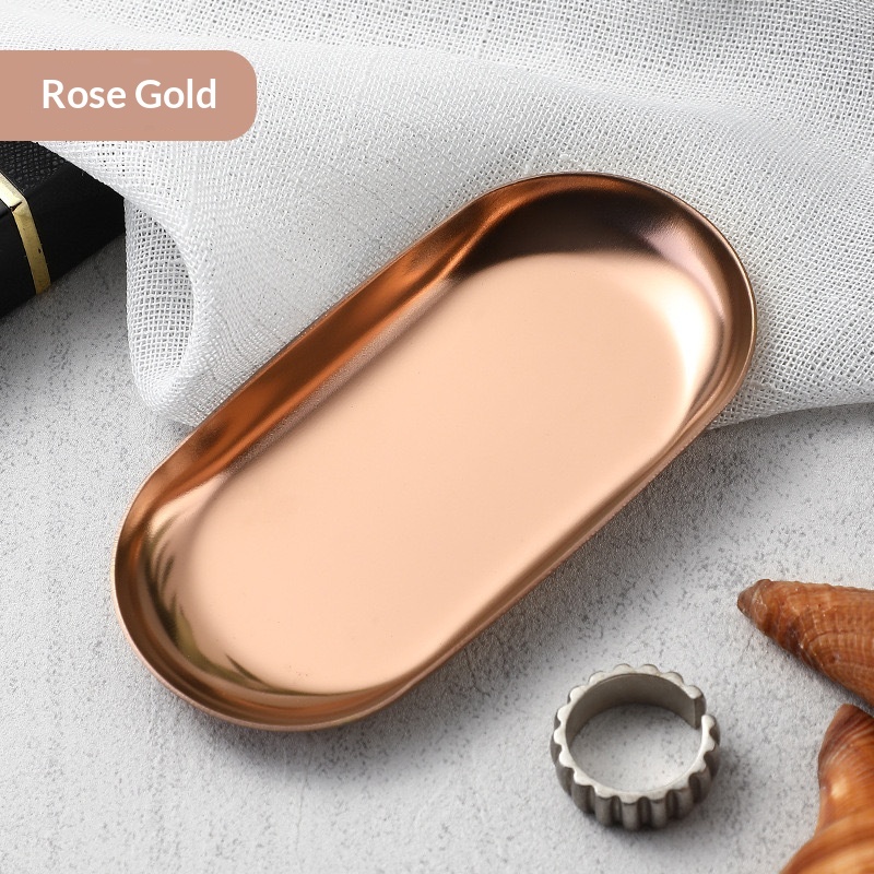 High-end Plate In Instagram Style Oval Stainless Steel Gold Mini Jewelry Tray Small Serving Tray 8