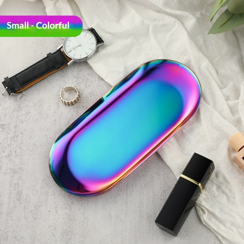 High-end Plate In Instagram Style Oval Stainless Steel Gold Mini Jewelry Tray Small Serving Tray 11