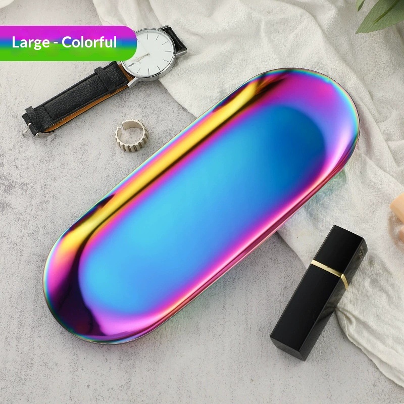 High-end Plate In Instagram Style Oval Stainless Steel Gold Mini Jewelry Tray Small Serving Tray 16