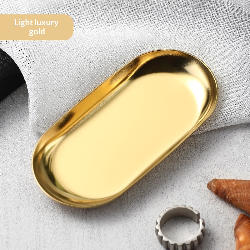 High-end Plate In Instagram Style Oval Stainless Steel Gold Mini Jewelry Tray Small Serving Tray 5