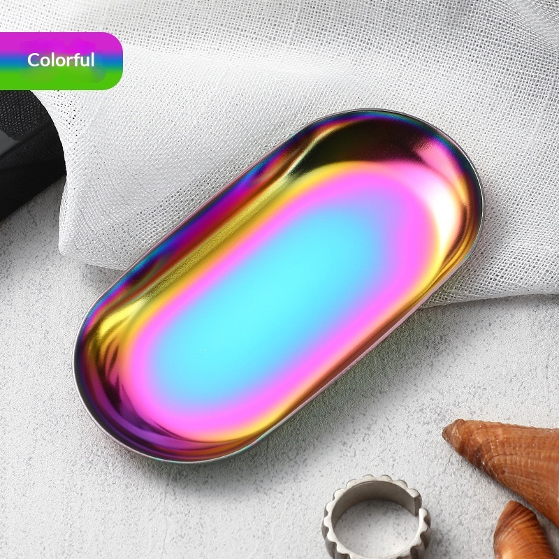 High-end Plate In Instagram Style Oval Stainless Steel Gold Mini Jewelry Tray Small Serving Tray 6