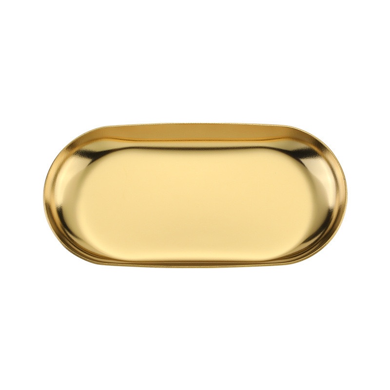 High-end Plate In Instagram Style Oval Stainless Steel Gold Mini Jewelry Tray Small Serving Tray 4